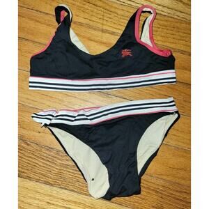 Burberry Toddler Girl's & 2-Piece Swimsuit Bikini Logo Classic Blue Red Stripe